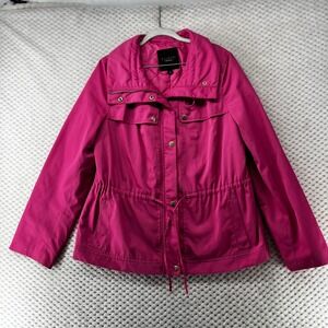 Talbots Pink Anorak Jacket Drawstring Waist Lightweight‎ Raincoat Barbiecore 10